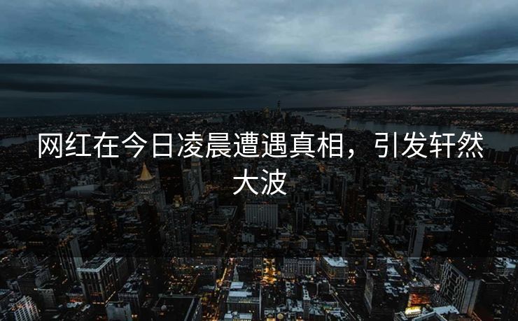 网红在今日凌晨遭遇真相，引发轩然大波