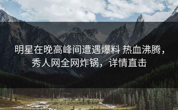 明星在晚高峰间遭遇爆料 热血沸腾，秀人网全网炸锅，详情直击