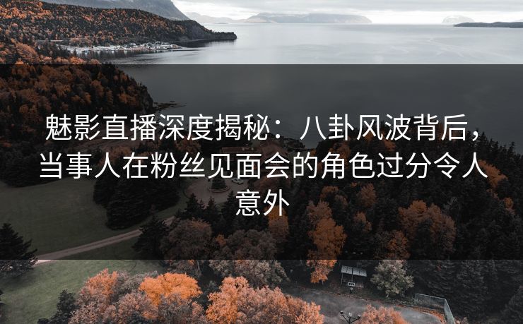 魅影直播深度揭秘:八卦风波背后,当事人在粉丝见面会的角色过分令人意外