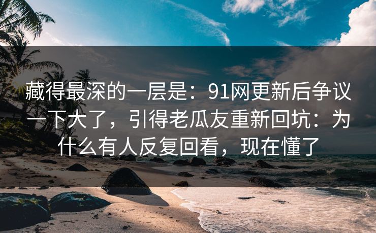 藏得最深的一层是：91网更新后争议一下大了，引得老瓜友重新回坑：为什么有人反复回看，现在懂了